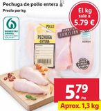 Oferta de Pechuga de pollo por 5,79€ en Lidl