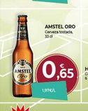 Oferta de MISTE  w  AMSTEL  Tro  1,97€/L  AMSTEL ORO Cerveza tostada, 33 cl  0.65  en CashDiplo