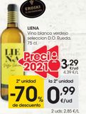 Oferta de LIENA Vino blanco verdejo seleccion D.O. Rueda 75 cl por 3,29€ en Eroski