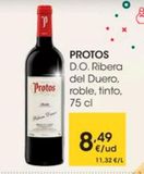 Oferta de D.O. Ribera del Duero, roble, tinto PROTOS por 8,49€ en Eroski