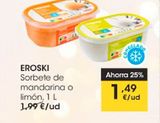 Oferta de Sorbete de mandarina o limon EROSKI por 1,49€ en Eroski