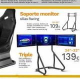 Oferta de Triple  Soporte monitor sillas Racing  13-55*  109€  VLTANE  24"-32"  139€  por 139€ en Mi Bricolaje