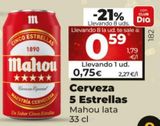 Oferta de Cerveza Mahou por 0,75€ en Dia Market