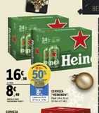 Oferta de Heineken  24  TRAS  in in  EL PACK  860  FRED PACK DESCONTANDO TICKET  El 2- 16% 50%  REEGBOLSADO  Heinek  24  Romala  8  22547 (1616)  inek Hein  CERVEZA "HEINEKEN".  Pack 24 x 33 cl. (El libro a 2,1 en E.Leclerc
