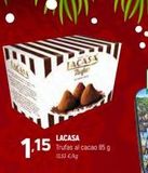Oferta de 1.15  LACASA Trufas al cacao 85 g 13,55 €/kg  ACASA  en Coviran