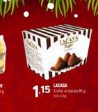 Oferta de 1.15  LACASA Trufas al cacao 85 g 13,55 €/kg  ACASA  en Coviran