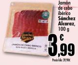 Oferta de Jamón de cebo ibérico Sánchez Alcaraz por 3,99€ en Unide Supermercados