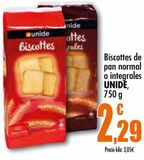 Oferta de Biscottes de pan normal o integral Unide por 2,29€ en Unide Market