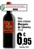 Oferta de Vino tinto crianza Marqués de Cáceres por 6,95€ en Unide Market