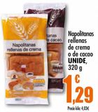 Oferta de Napolitanas rellenas de crema o cacao Unide por 1,29€ en Unide Market