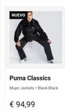 Oferta de NUEVO  Puma Classics  Mujer Jackets Black-Black  € 94,99   por 94,99€ en Foot Locker