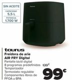 Oferta de Freidora de aire AIR FRY Digital Taurus por 99€ en Carrefour