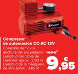 Oferta de Compresor de automoción CC-AC 12 V por 9,95€ en Carrefour