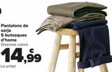 Oferta de Pantalón twill 5 bolsillos hombre  por 14,99€ en Carrefour