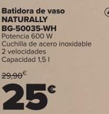 Oferta de Batidora de vaso NATURALLY BG-50035-WH por 25€ en Carrefour