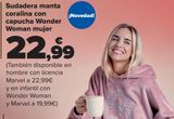 Oferta de Sudadera manta coralina con capucha Wonder Woman mujer  por 22,99€ en Carrefour