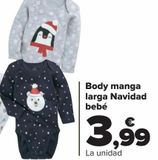 Oferta de Body manga larga Navidad bebé  por 3,99€ en Carrefour