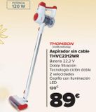 Oferta de THOMSON Aspirador sin cable THVC2312WR  por 89€ en Carrefour