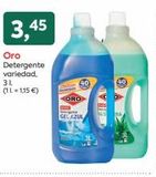 Oferta de 3,45  Oro Detergente variedad,  3L  (1L=1,15 €)  ORO  40  Di  GEL AZUL  BLA  40  en Suma Supermercados