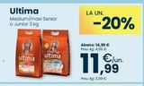 Oferta de Ultima Medium/maxi Senior o Junior 3 kg  ultima  ultima  LA UN.  -20%  Abans: 14,99 € Preu kg: 4,99 €  Preu kg: 3,99 €  €/un.  en Clarel