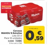 Oferta de Cerveza MAHOU 5 Estrellas por 5,79€ en Carrefour