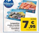 Oferta de Langostino crudo o cocido Carrefour por 7,95€ en Carrefour