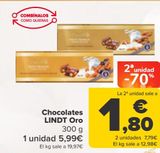 Oferta de Chocolates LINDT Oro por 5,35€ en Carrefour