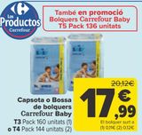 Oferta de Cajón o bolsa de pañales Carrefour Baby T3 o T4  por 17,99€ en Carrefour