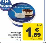 Oferta de Queso mascarpone Carrefour por 1,89€ en Carrefour
