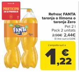 Oferta de Refresco FANTA naranja o limón o naranja Zero por 2,44€ en Carrefour