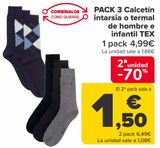Oferta de PACK 3 Calcetín intarsia o termal de hombre e infantil TEX  por 4,99€ en Carrefour