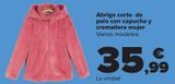 Oferta de Abrigo corto de pelo con capucha y cremallera mujer  por 35,99€ en Carrefour