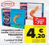 Oferta de Langostino crudo o cocido PESCANOVA por 13,99€ en Carrefour