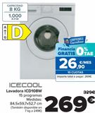 Oferta de ICECOOL Lavadora ICD108W  por 269€ en Carrefour