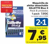 Oferta de Maquinilla de afeitar desechable GILLETTE Blue 3  por 7,95€ en Carrefour