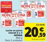 Oferta de Leche en polvo infantil 2 0 3 NIDINA  por 20,59€ en Carrefour