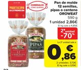 Oferta de Pan de molde 12 semillas, pipas o centeno OROWEAT por 2,86€ en Carrefour