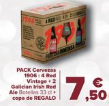 Oferta de PACK Cervezas 1906: 4 Red Vintage + 2 Galician Irish Red Ale + copa de REGALO por 7,5€ en Carrefour