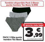 Oferta de PACK 3 Slip punto hombre Tex Basic  por 3,99€ en Carrefour