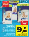 Oferta de Pañales DODOT Sensitive Extra  por 30,2€ en Carrefour