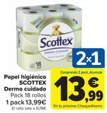 Oferta de Papel higiénico Scottex Dermo cuidado  por 13,99€ en Carrefour