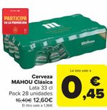 Oferta de Cerveza MAHOU Clásica  por 12,6€ en Carrefour