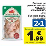 Oferta de Pechuga de pavo en lonchas Naturarte CAMPOFRIO  por 1,99€ en Carrefour