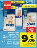 Oferta de Pañales DODOT Sensitive Extra  por 30,2€ en Carrefour