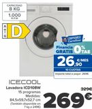 Oferta de ICECOOL Lavadora ICD108W  por 269€ en Carrefour