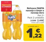 Oferta de Refresco FANTA naranja o limón o naranja Zero por 2,44€ en Carrefour