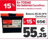 Oferta de Batería 45 Ah Nº 4 Carrefour  por 55,25€ en Carrefour