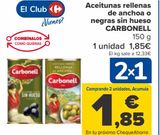 Oferta de Aceitunas rellenas de anchoa o negras sin hueso CARBONELL por 1,85€ en Carrefour