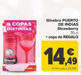 Oferta de Ginebra PUERTO DE INDIAS Strawberry + copa de REGALO por 14,49€ en Carrefour