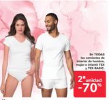 Oferta de En TODAS las camisetas de interior de hombre, mujer e infantil TEX y TEX BASIC en Carrefour